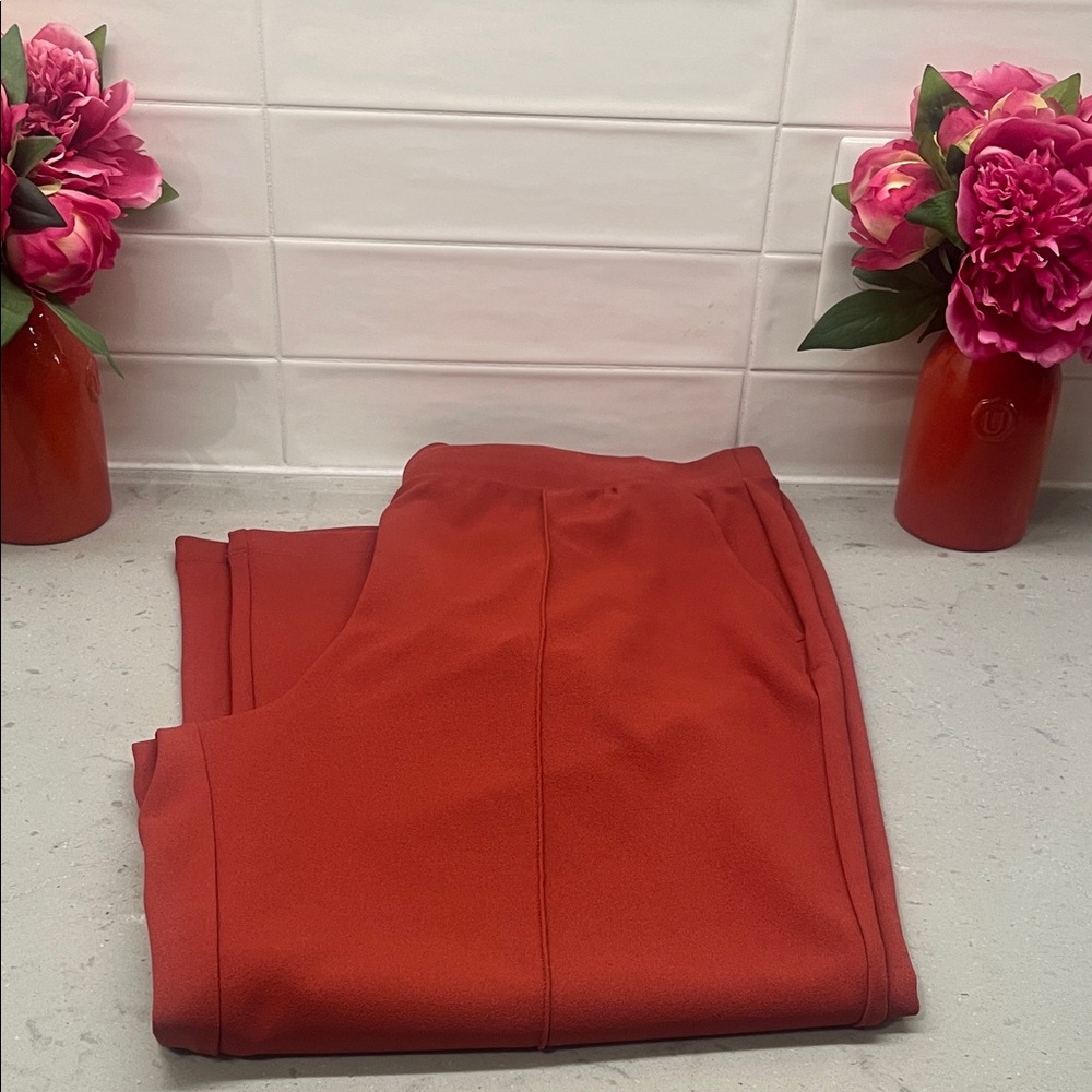 LOFT Red Ankle pleated Pants